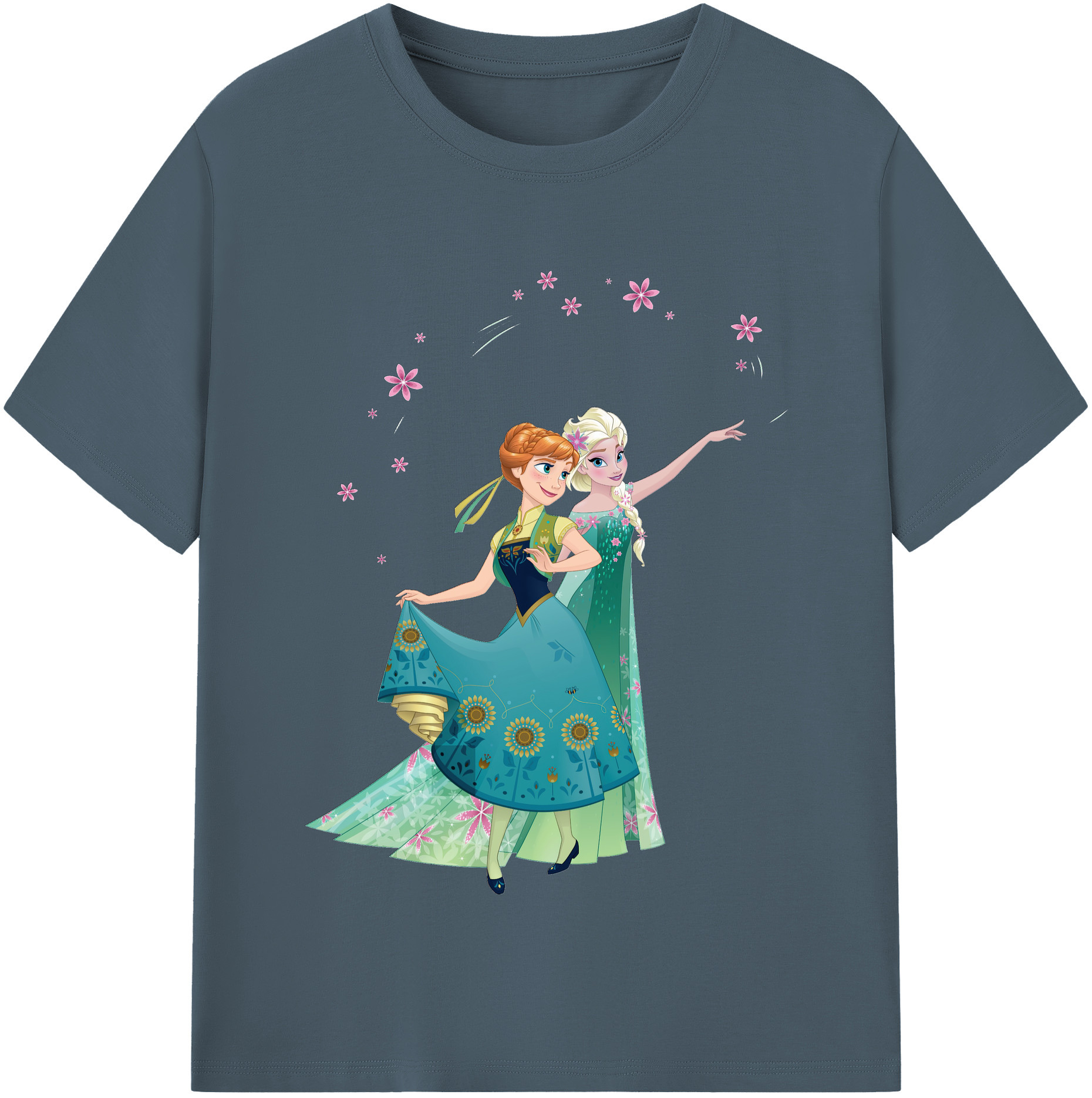 （画像用） アナと雪の女王 アンナ エルサ Frozen Anna Elsa 綿100％半袖Tシャツ（フロントプリント）